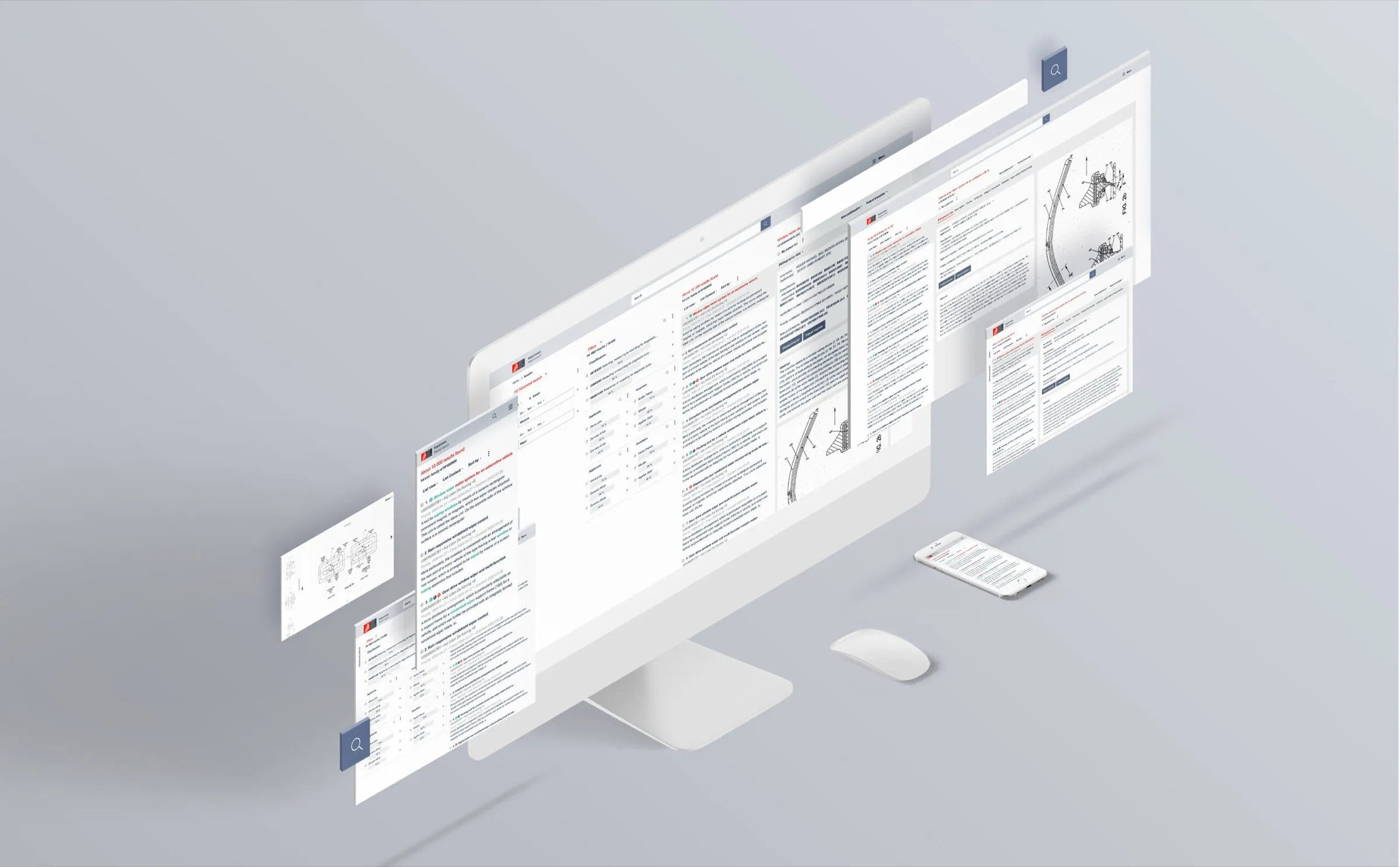 The new Espacenet interface shown on desktop and mobile