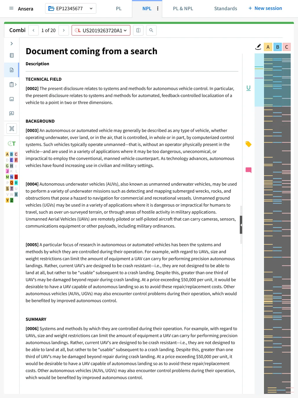 The examiner search platform on an iPad Pro