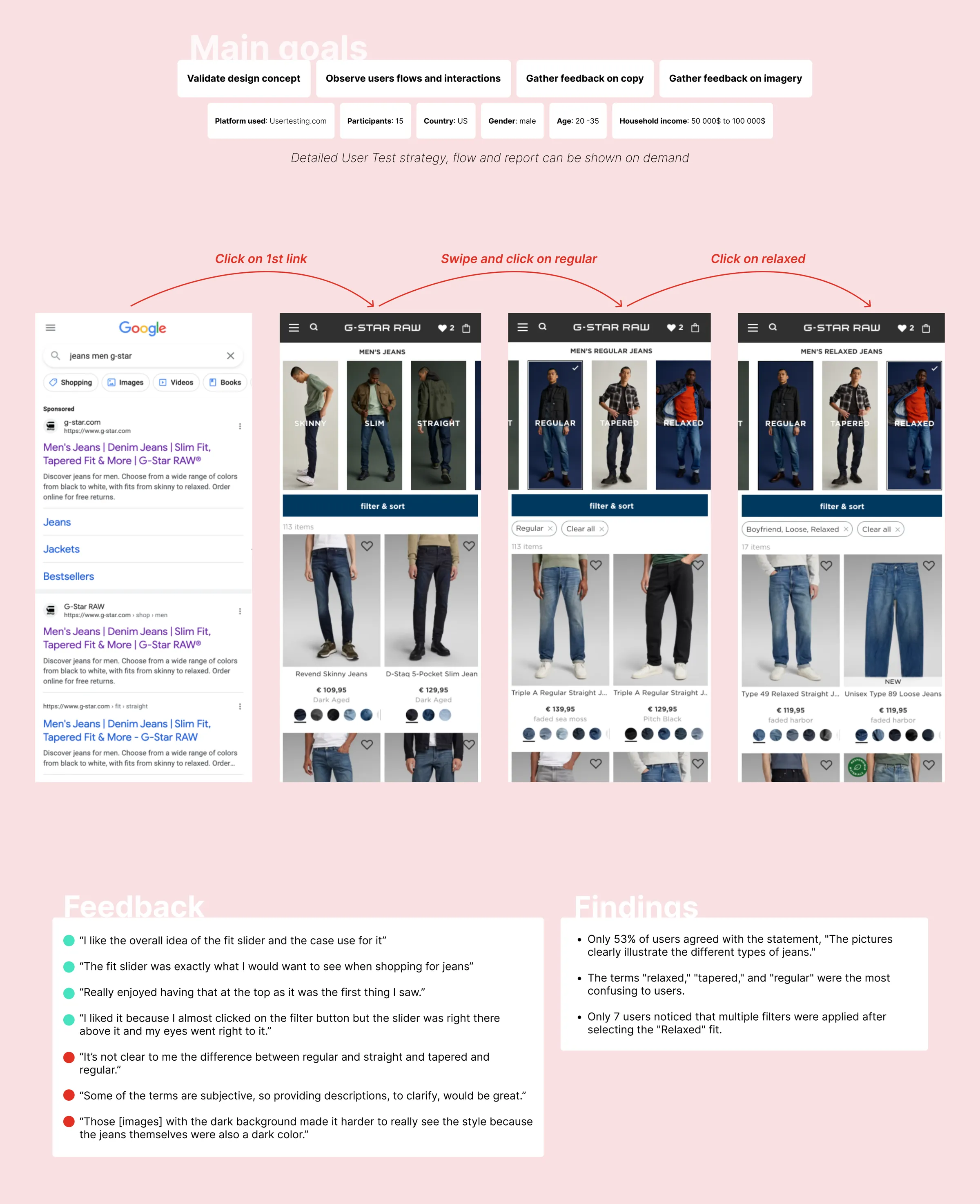Findings from the first user test