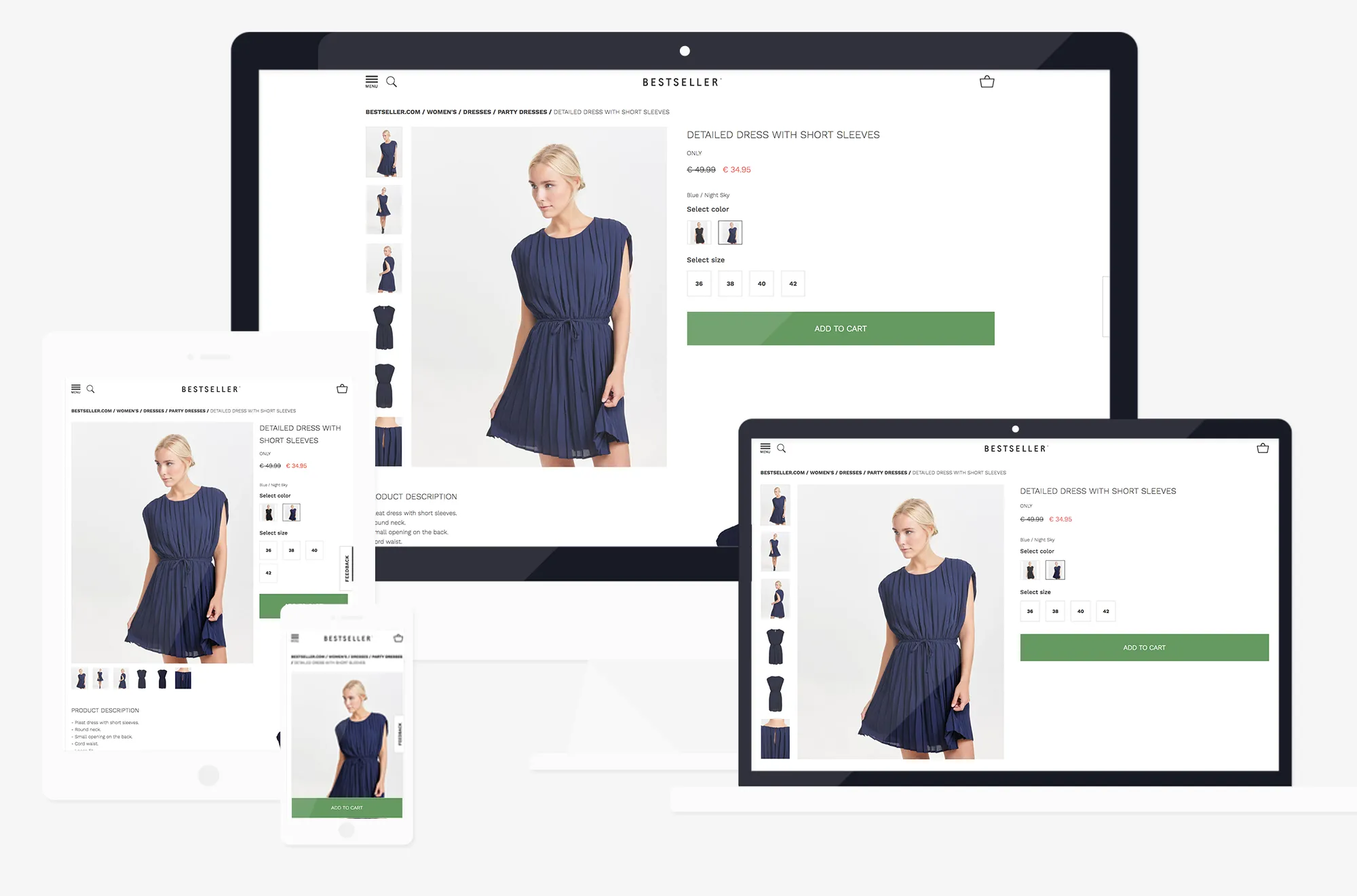 The responsive design across devices
